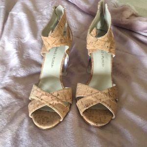 Lucite and cork heels